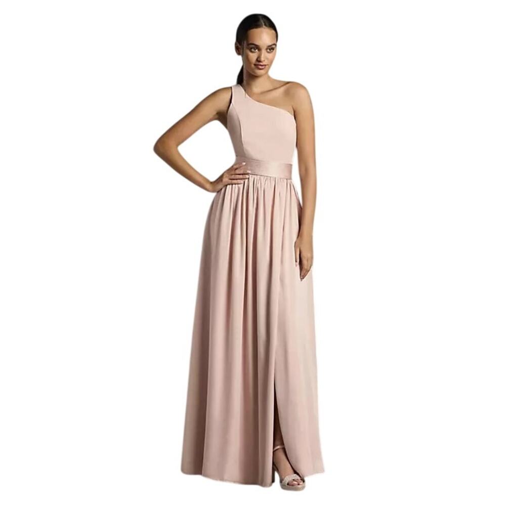 White By Vera Wang One Shoulder Front Split Maxi Dress Size 18 Blush
